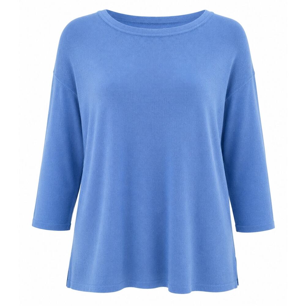 J.Jill Blue Lightweight Knit Sweater XL 3/4 Sleeve Pullover Soft Relaxed Fit